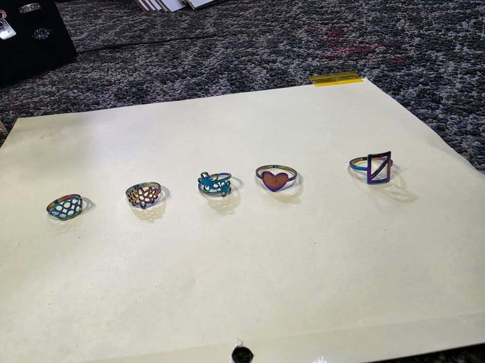 Rainbow Stainless Steel Assorted Shape Rings Set